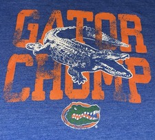 FANATICS MENS FLORIDA GATORS “GATOR CHOMP” SHORT SLEEVE T-SHIRT—SIZE XL (BLUE)
