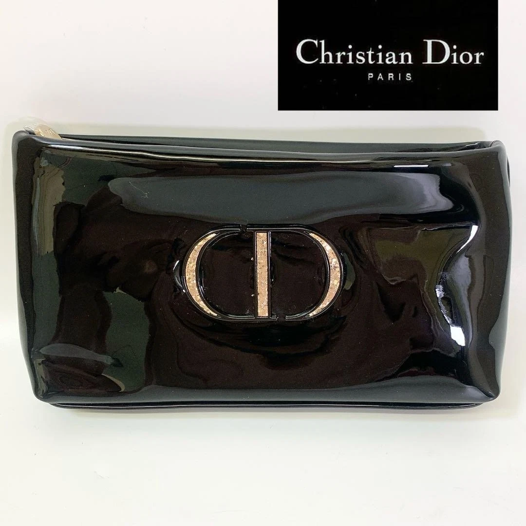 Trousse de maquillage de rangement Dior style émail fermeture éclair ouverture et fermeture