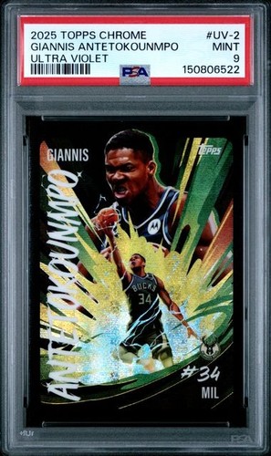Giannis Antetokounmpo 2025 Topps Chrome Ultra Violet #UV-2 PSA 9 Bucks