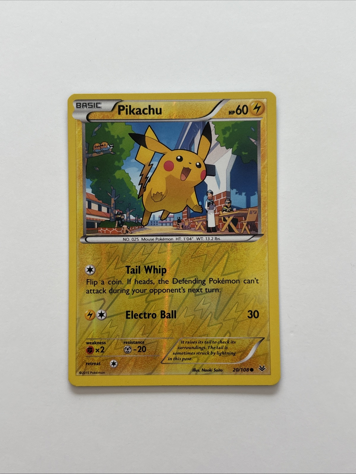 Pikachu 20/108 Rev Holo  NM Pokemon Roaring Skies XY Fast & secure shipping