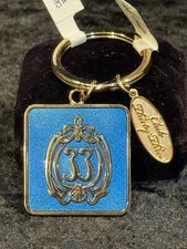 NEW WITH TAGS Disneyland Club 33 Logo Keychain 50th Anniversary Aqua Blue MIB