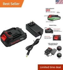 Rechargeable 21V Lithium Battery 2.0 Ah with Charger - Compatible with Tools