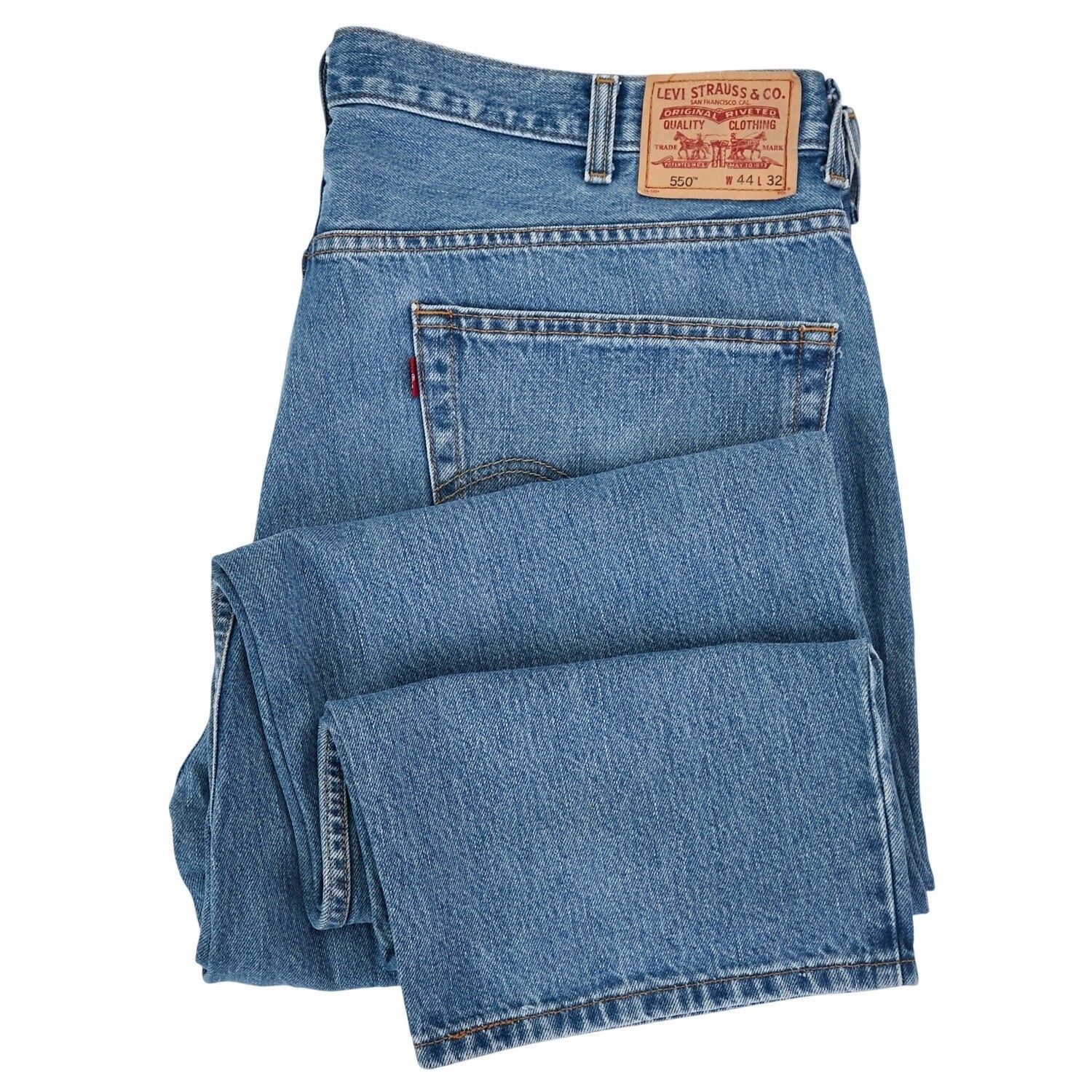 Levis 550 Men's 44x32 Relaxed Fit Tapered Leg Stonewashed Blue Denim FITS 43x31