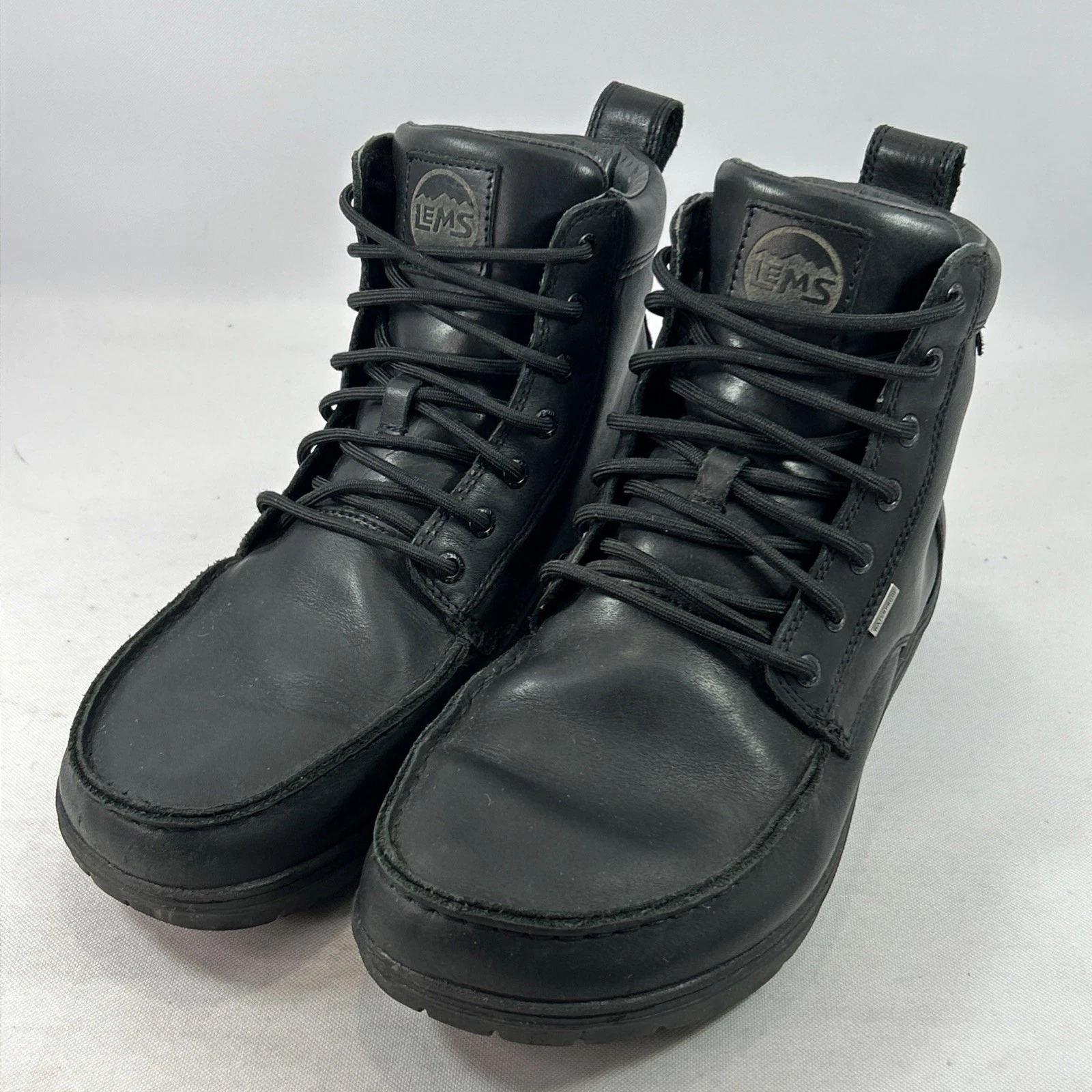 LEMS Boulder Waterproof Hiking Boots Men's 12D Black Leather Minimalist Gorpcore