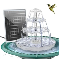 3 Tiered Bird Bath with 6.5W Solar Water Pump, Upgraded Solar Bird Bath Fount...