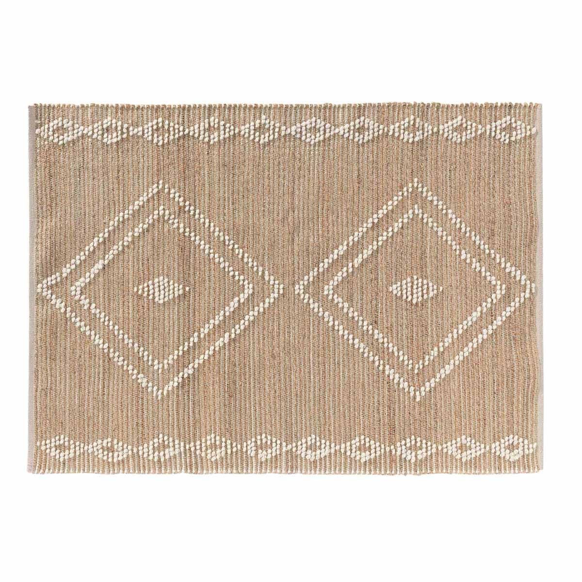 Tapis jute et laine beige Floty anti-glisse et robuste pour entrées