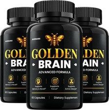 (3 Pack) Golden Brain Capsules – GoldenBrain Pill Advanced Formula Natural Blend