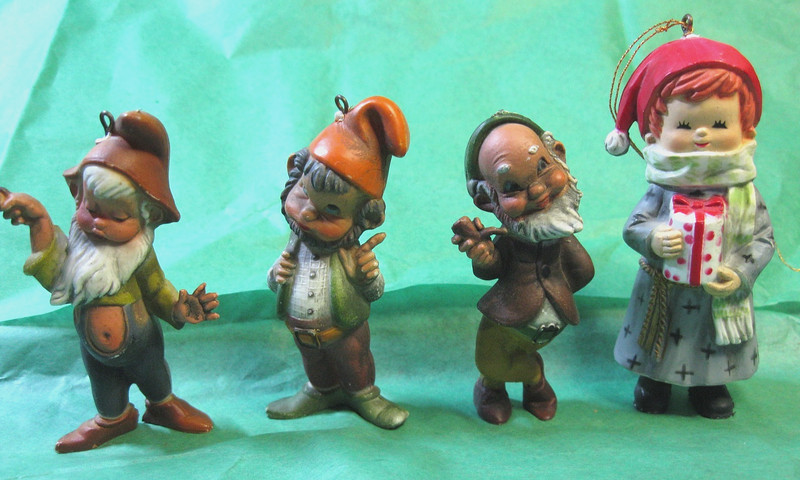 (4) Vintage Christmas Ornaments MidCentury Bradford Novelty Co. Pixie Girl kids