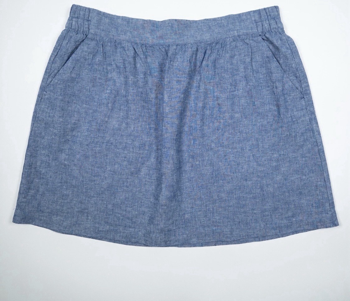 LOFT Outlet Women’s XL Blue Chambray Linen Cotton Elastic Waist Skirt