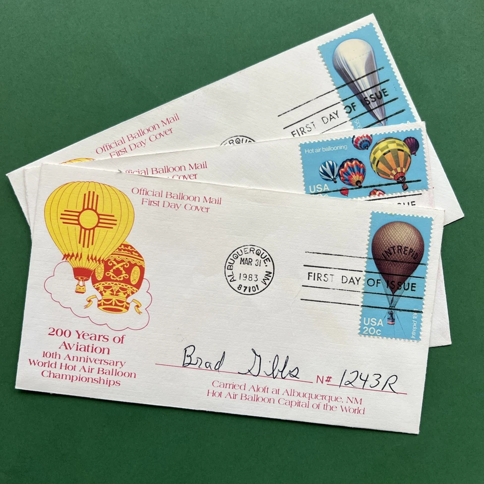 1983 Hot Air Ballooning Stamp Sheet + 3 FDC Covers – 200 Years of Aviation - Image 4 of 4