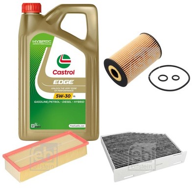 FEBI Inspektionspaket 5L Castrol EDGE Titanium FST 5W-30 LL für VW Passat