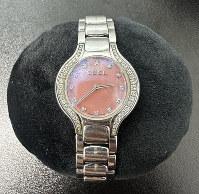 Ebel Beluga Pink MOP Dial 26mm Diamond Bezel Swiss 6 Jewels  Quartz Ladies Watch