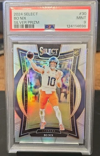 2024 Panini Select - Concourse Bo Nix #30 Silver Prizm (RC) Psa 9