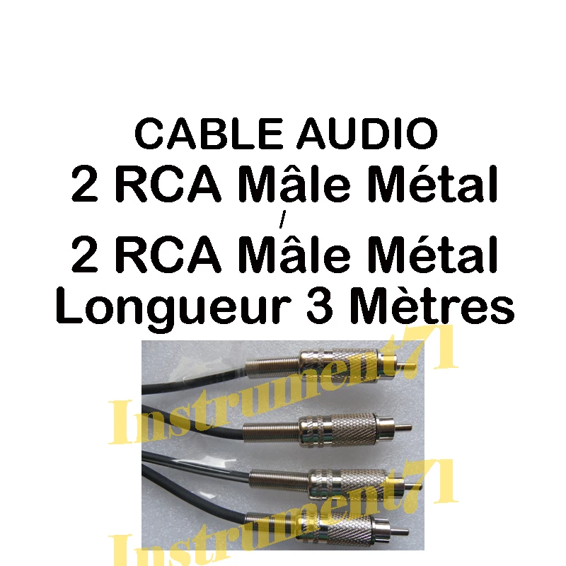 1 Câble 2 RCA Mâle vers 2 RCA Mâle Fiches Métal Repérées Longueur 3 Métres - Photo 1/1