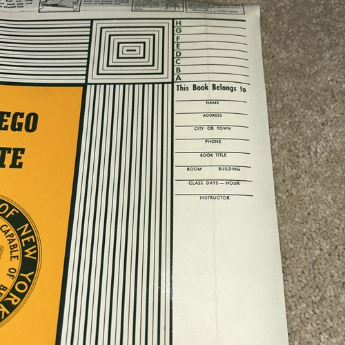 Vintage 1950s PLASTICOAT BOOK COVER Oswego State - State University of New York - Picture 6 of 11