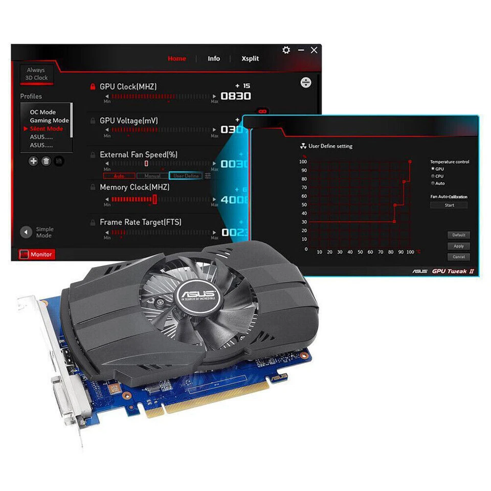 ASUS NVIDIA GeForce GT 1030 Phoenix Fan OC Edition Graphics Card PH-GT1030-O2G - Image 3 of 4