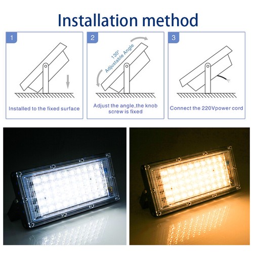 4x 50W W Luce Alluvione Led Esterno Faretto Sicurezza Esterno Lampada Giardino 110V 220V - Foto 4 di 9
