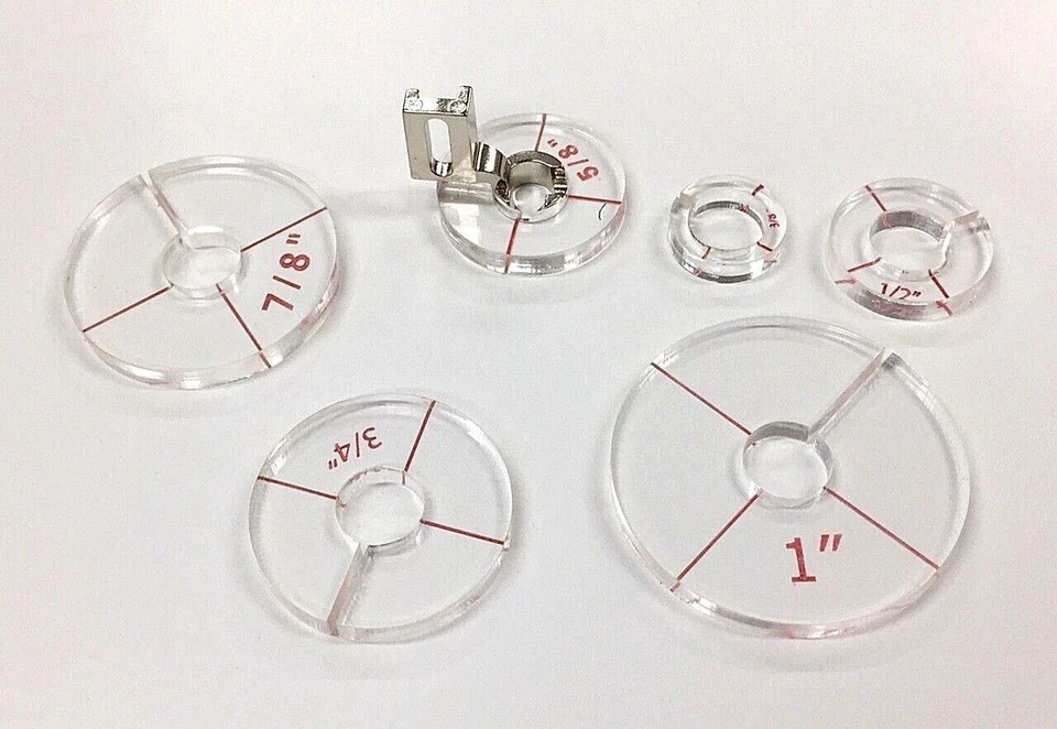 Ruler Foot Medium Shank (Metal) +Echo Ring Clip Set of 6 Sizes Janome High Shank - Image 2 of 4