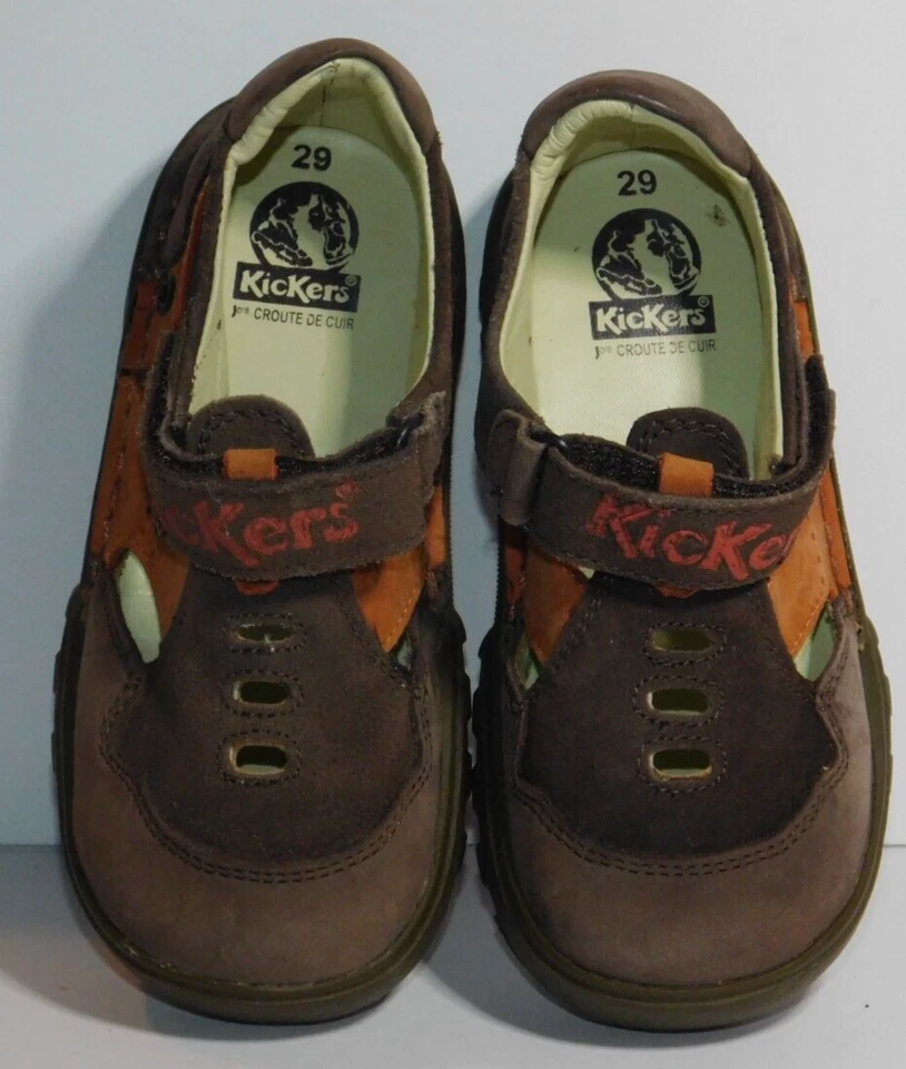 KICKERS Zapatos Cuero Infante Niño Sandalia Punta Cerrada Talla EU 29 US 11.5 Marrón Foto 4 de 4
