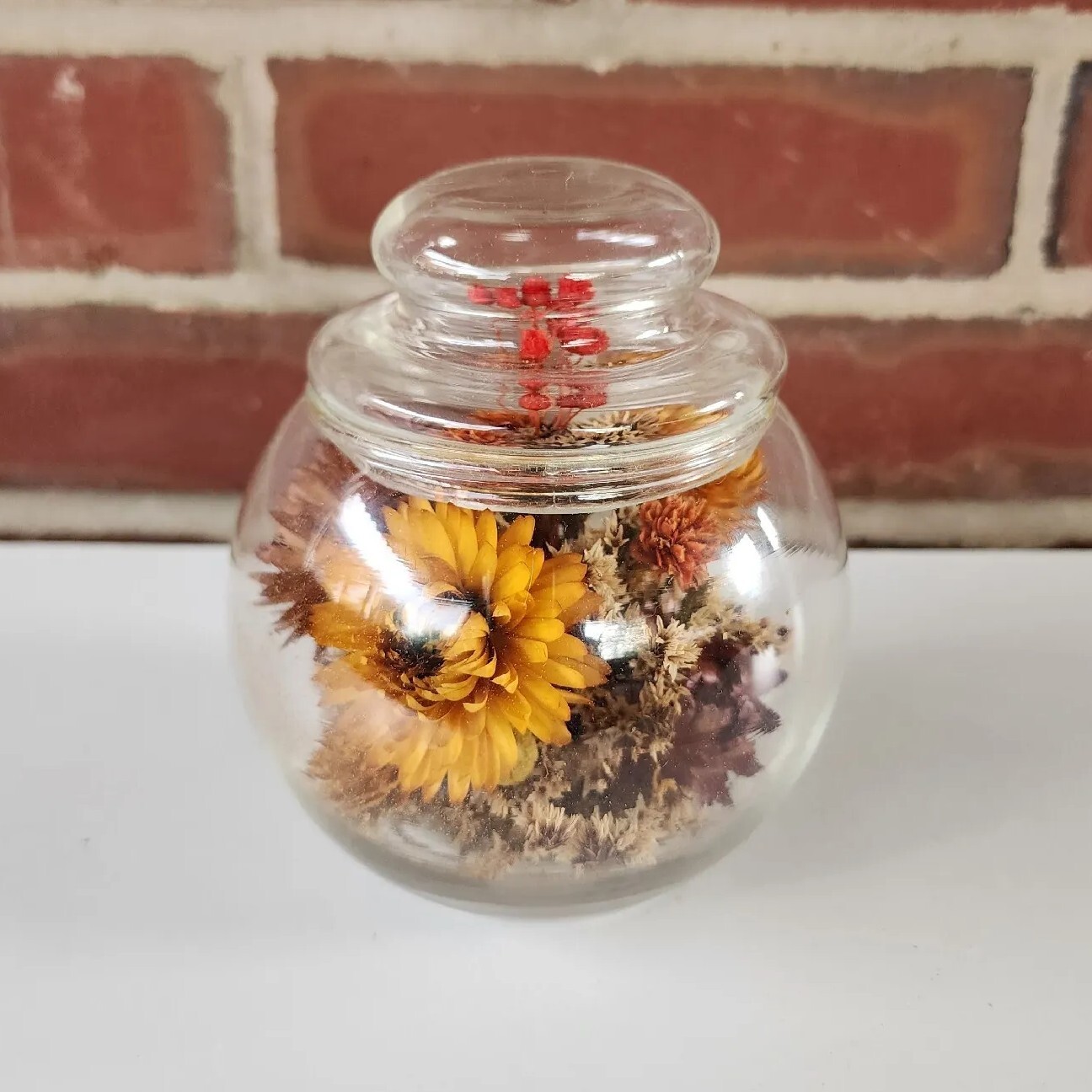 Vintage Dried Flowers in Sealed Glass Jar with Lid 4.75" eBay