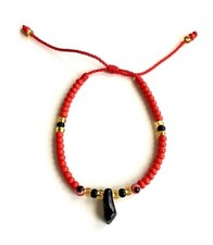 AZABACHE RED BRACELET WITH RED EVIL EYE-GLASS BEADS/PULSERA AZABACHE ADULT-B82