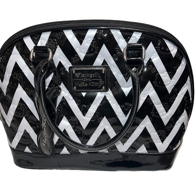 Loungefly Sanrio Hello Kitty Black & White Chevron Patent Purse