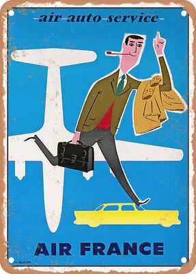 METAL SIGN - 1958 Air Auto Service French Airline Vintage Ad