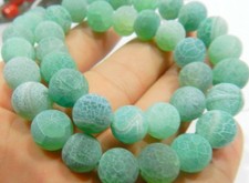 8mm Matte Green Frost Dream Fire Dragon Veins Agate Round Gems Loose Beads 15"