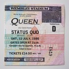 Queen Wembley Stadium 12th July 1986 Concert Ticket Stub Freddie Mercury (Ex)