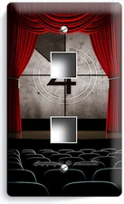 TV ROOM HOME MOVIE THEATER BIG SCREEN RED CURTAIN LIGHT SWITCH WALL PLATE OUTLET