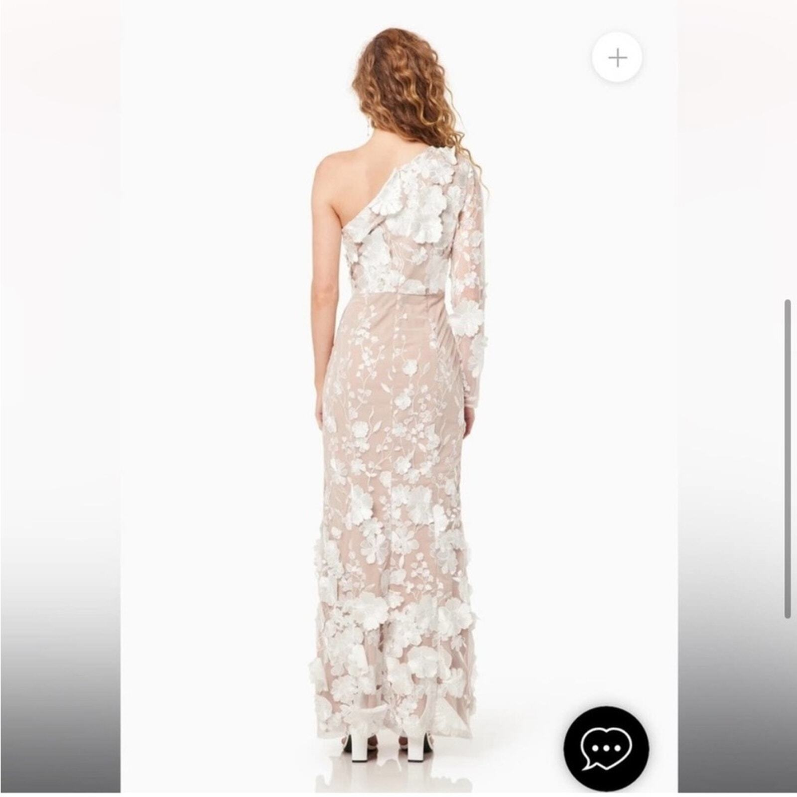 elliatt ellery white 3d floral applique one shoulder wedding bridal dress XS NEW image 8