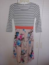 EGY LADIES 3/4-SLEEVE STRETCH KNIT DRESS-S-POLYESTER/SPANDEX-BARELY WORN-CUTE