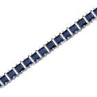 12Ct Simulated Blue Sapphire Royal Ice Tennis Bracelet 14K White Gold Plated