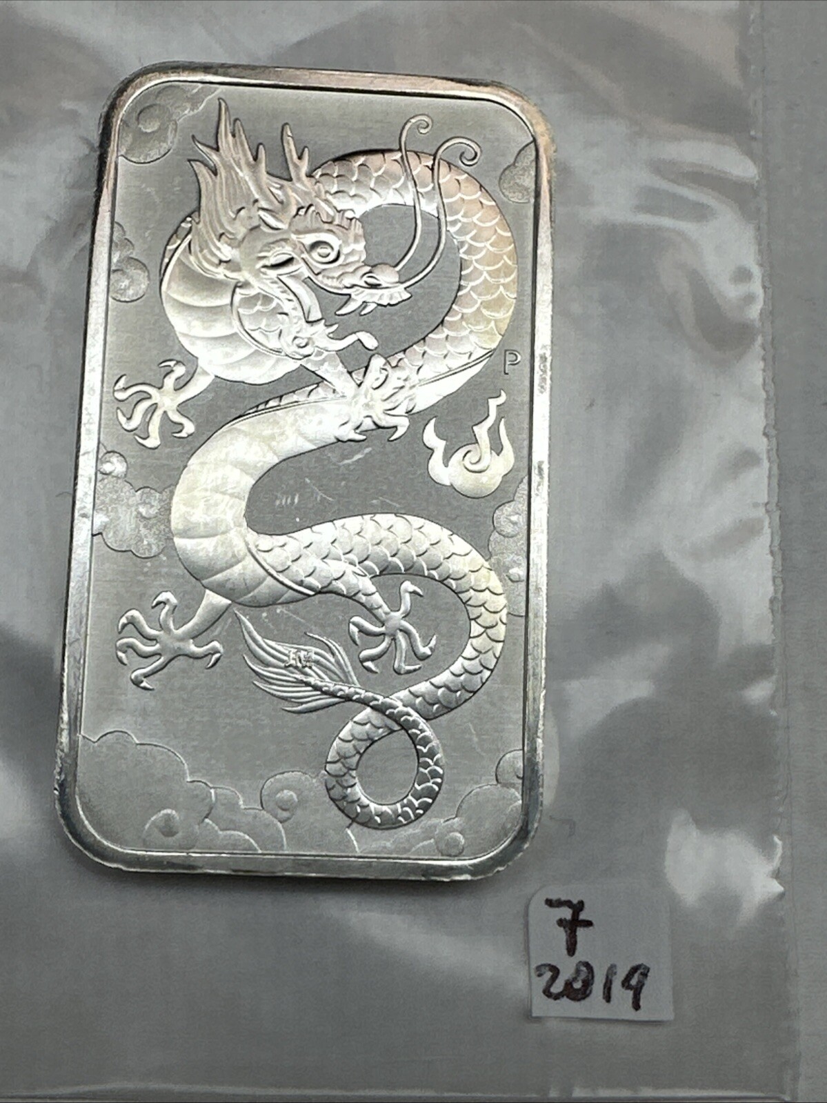 2019 Australia  Dragon bar  1 oz Silver 0.9999 $1 Perth Mint Bar