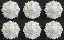 Set of 6 WESTERN HORSE SADDLE TACK BRIGHT SILVER BERRY CONCHOS 1" screw back