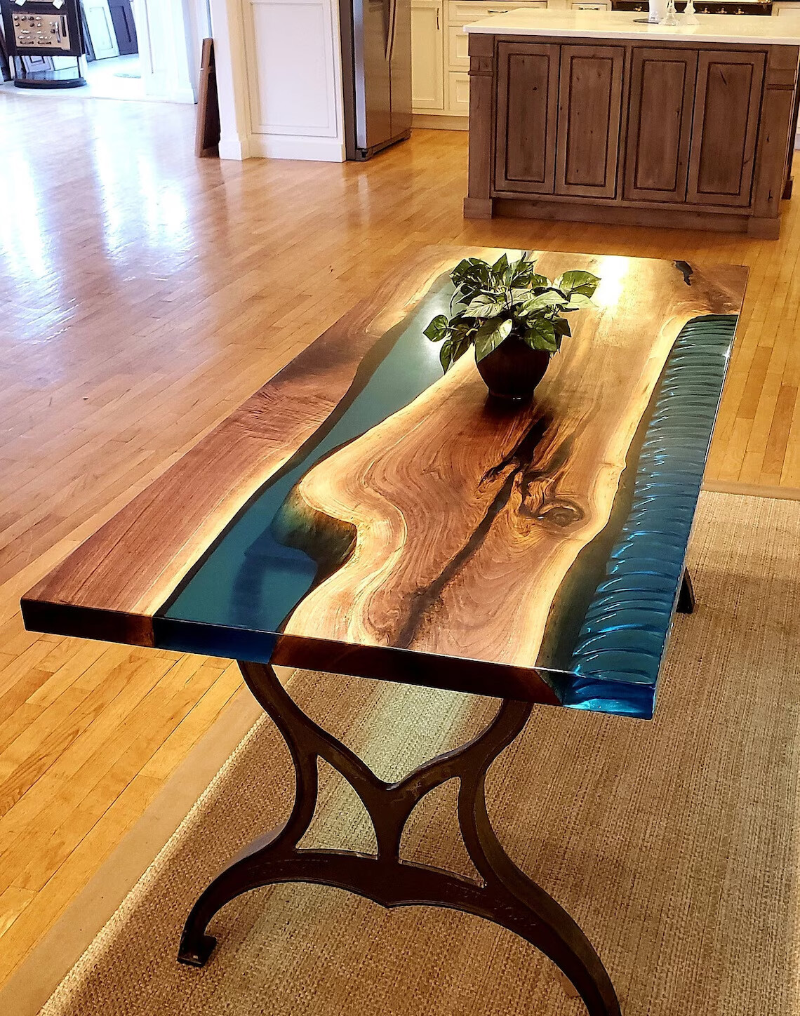 Accent Table, Custom Blue Epoxy Table, Resin Dining Table, Epoxy din table Top