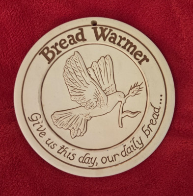 VTG Clay Bread Warmer Signed Lyn Ulick 1989 Give Us This Day, Our Daily Bread
