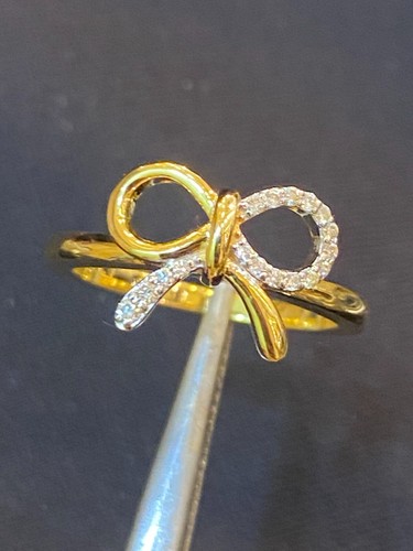 Pave 0,14 Cts Rotondo Brillante Diamanti Infinito Fidanzamento Anello In 14K Oro - Foto 6 di 12