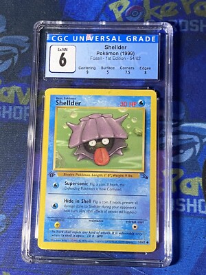 1999 Pokemon Fossil Shellder 1st Edition 54/62 Graded CGC 6