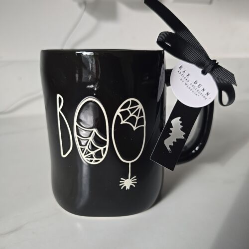 Rae Dunn TK Maxx Homesense Coffee Tea Mug Cobweb Boo Black BN - 第 1/8 張圖片