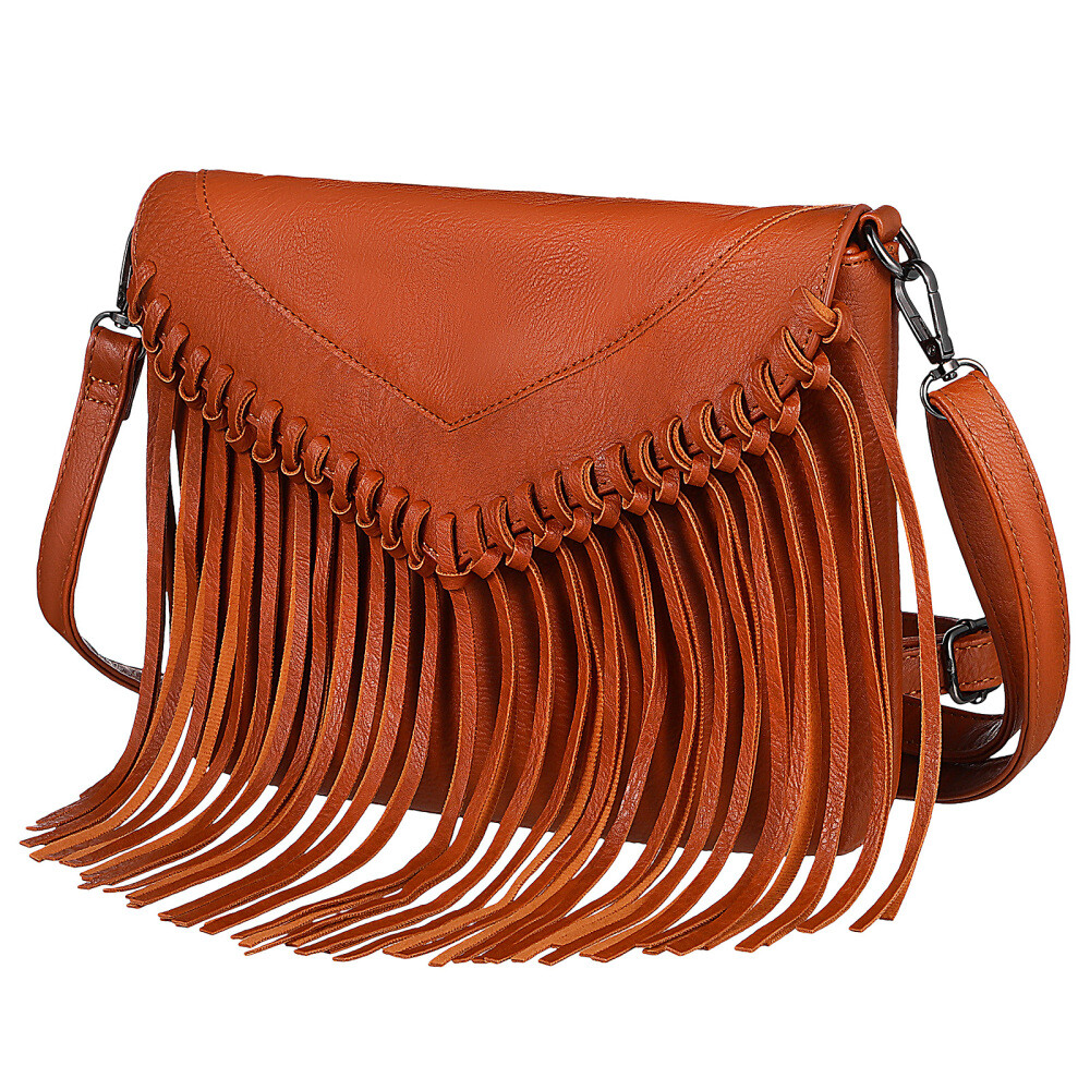Tassel Purse Crossbody Fringe Envelope Bag Women's Shoulder (Brown)