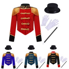 Kids Girls Jacket Tassel Shoulder Button Costume Set Theme Party Dress Up Wear