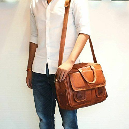 Men's Genuine Leather Messenger Satchel Shoulder Laptop Briefcase Office Bag