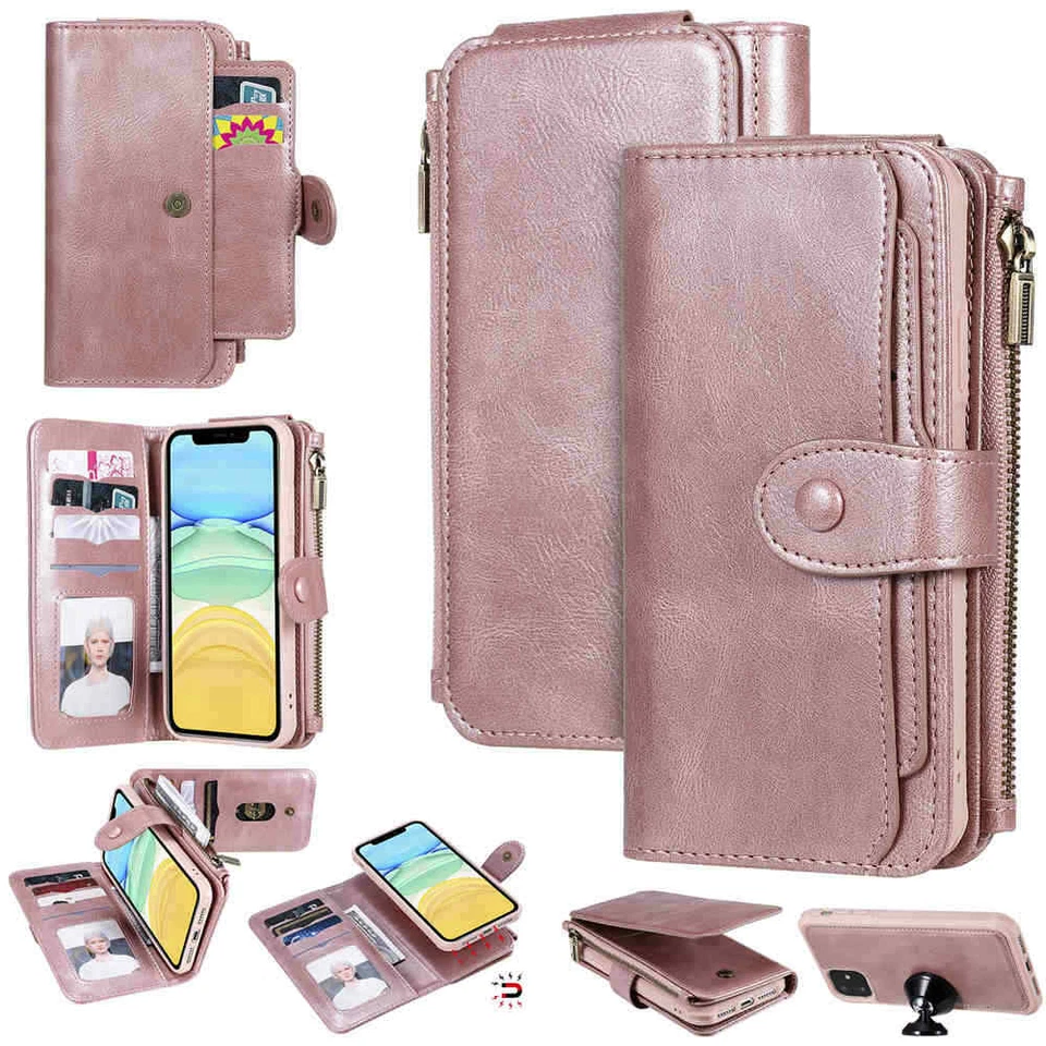 Removable Magnetic Wallet Leather Case Cover For iPhone 11 Pro XS XR 6s 7 8 Plus - Image 2 of 4