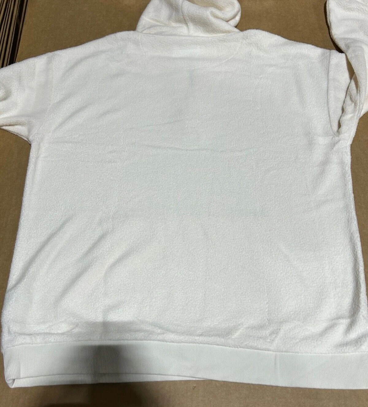 OFF WHITE Pullover in pile con scollo a V panna Aerie bianco e cappuccio nuovo con etichetta M