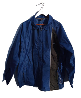 NIKE ATHLETICS EMBROIDERED 3/4 LENGTH FULL ZIP RACING STRIPE WIND BREAKER
