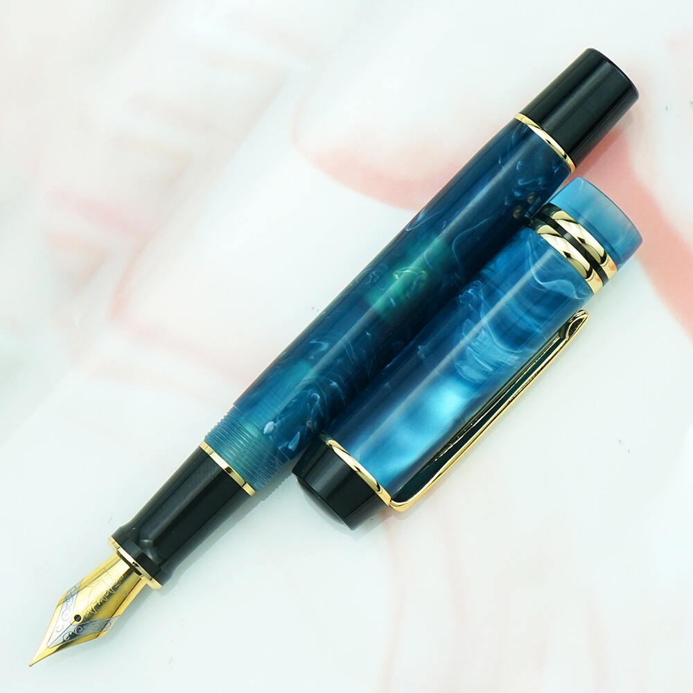 Kaigelu 316 Celluloid Blue Fountain Pen, Iridium Medium Nib - Main Image