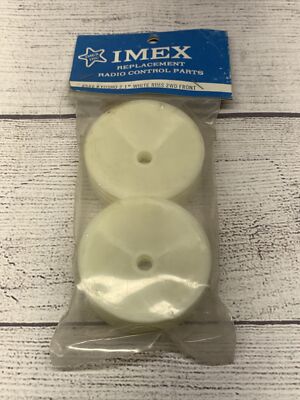 Vintage IMEX 8566 Radio Control Kyosho 2.1'' White Rims 2WD Front Wheel Box B6