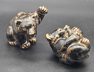 Vintage Pair Porcelain Bears by Knud Kyhn for Royal Copenhagen/Denmark/c1930s.