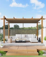 10x13 Ft Outdoor Retractable Pergola Aluminium Pergola Canopy with Adjustable